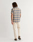 Pendleton Men's Short Sleeve Dawson Linen Shirt in Tan/Indigo Plaid
