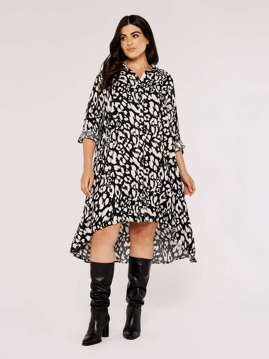 Apricot Cheetah Oversized Shirt Dress