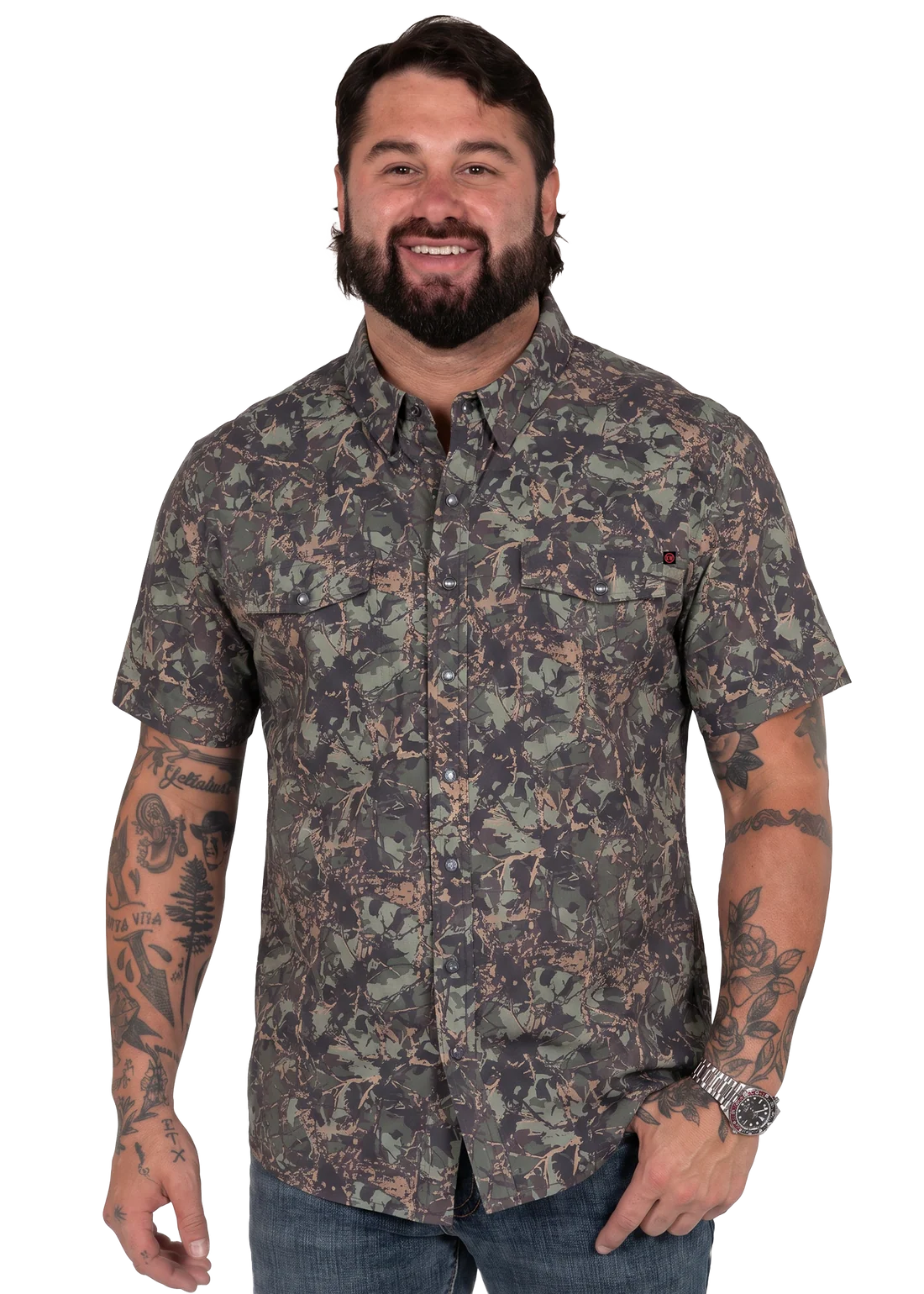 Rock & Roll Denim Koe Wetzel x TEK Western Camo Short Sleeve Shirt in Camo