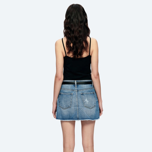 Bayeas Anna Distressed Mini Denim Skirt