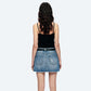 Bayeas A-Line Denim Mini Skirt with Frayed Hem