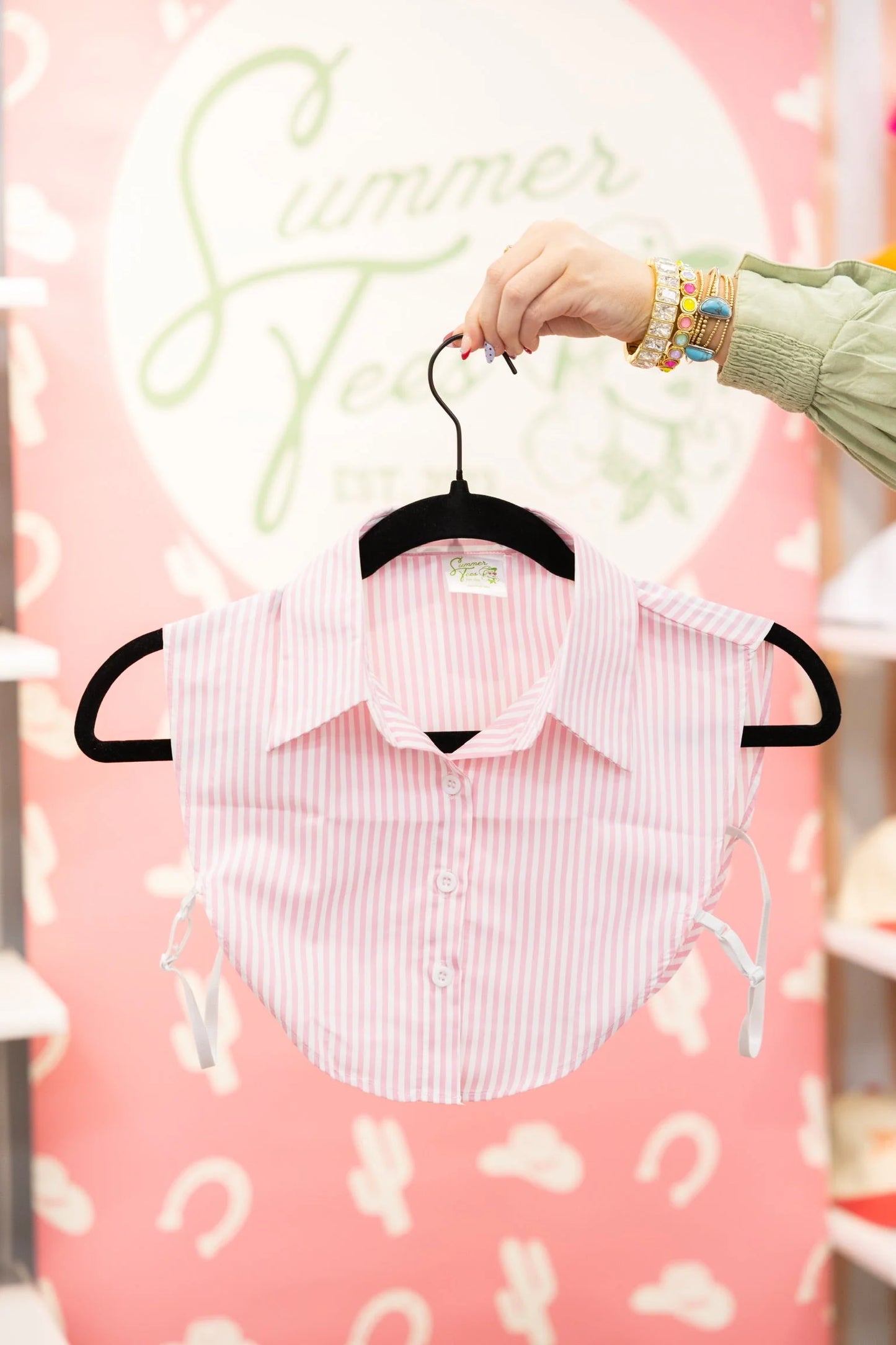 Pink & White Striped Collar