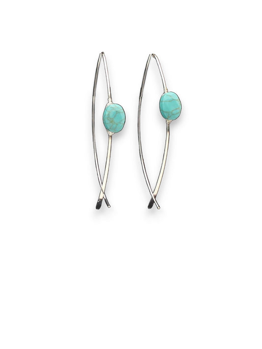 M&F Western Blazin Roxx Silver Thread Turquoise Stone Earrings