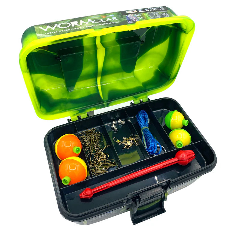 Worm Gear 88 Piece Loaded Tackle Box Green