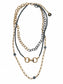 West & Co. Mixed Metal Multi-Layer Necklace with Faux Navajo Pearls & Bit Pendant