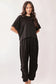 Davi & Dani Solid Flowy Top with Elastic Waist Band Pants Set