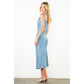 Tie Strap Blue & Polka Dot Midi Dress