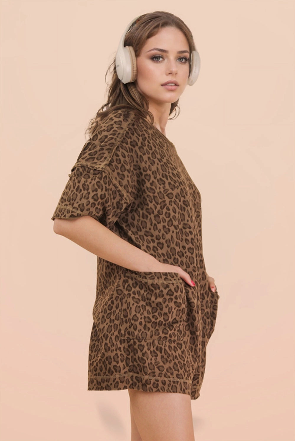 Comfy Leopard Printed Knit Romper