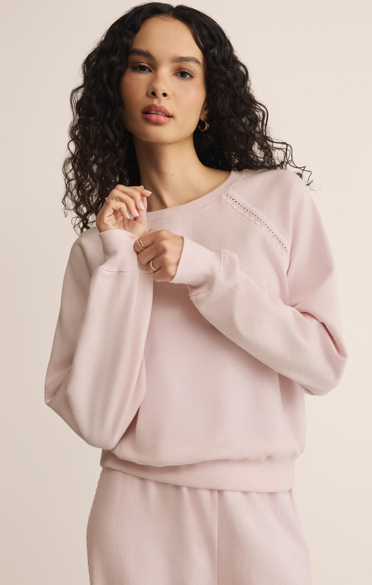 Z Supply All Around French Terry Sweatshirt in Washed Pink