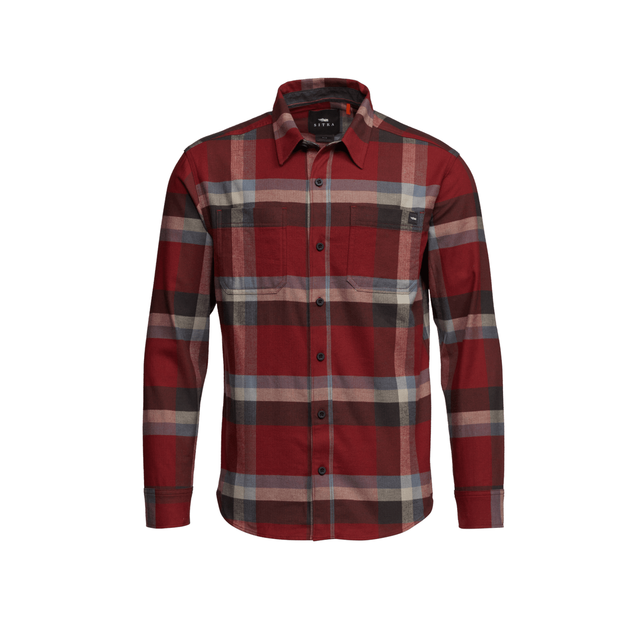 Sitka Ashland Dark Red Plaid Lightweight Flannel Shirt