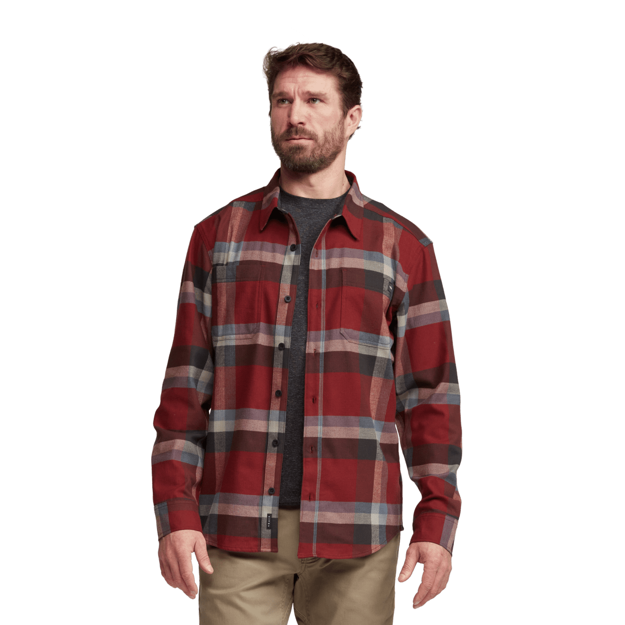 Sitka Ashland Dark Red Plaid Lightweight Flannel Shirt