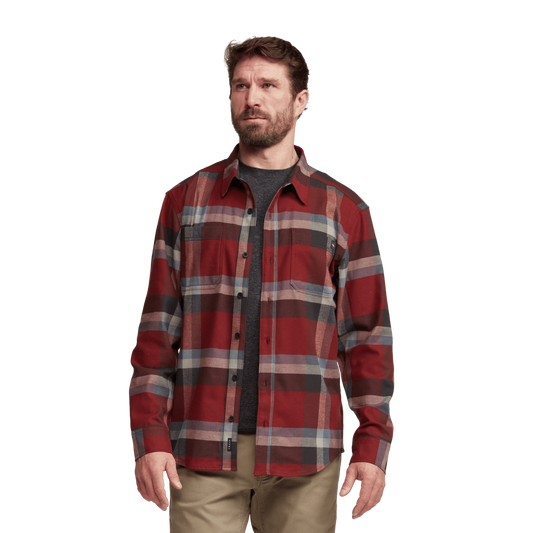 Sitka Ashland Dark Red Plaid Lightweight Flannel Shirt