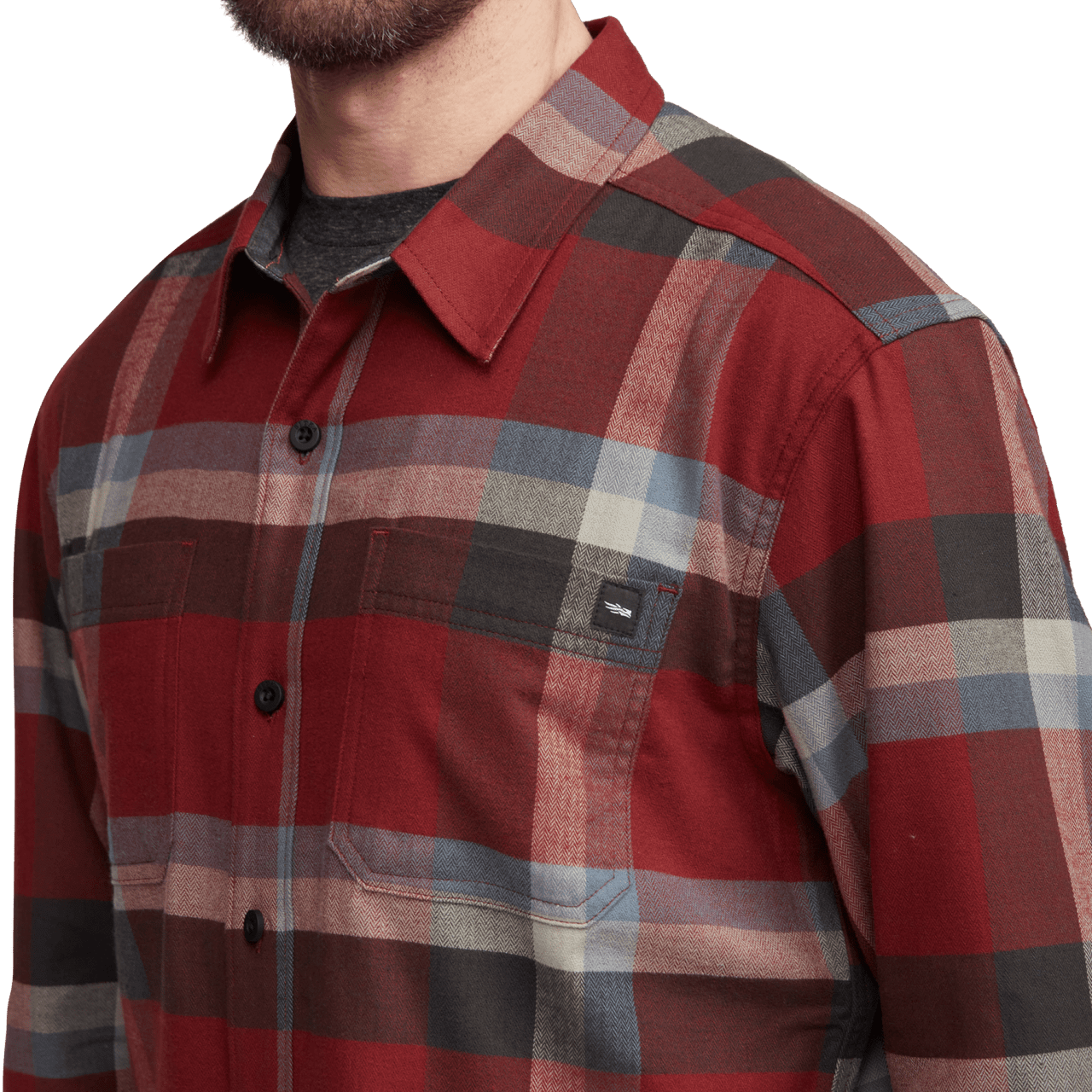 Sitka Ashland Dark Red Plaid Lightweight Flannel Shirt