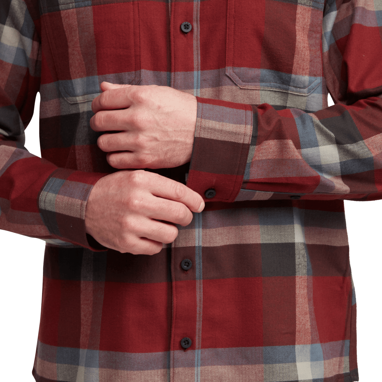 Sitka Ashland Dark Red Plaid Lightweight Flannel Shirt