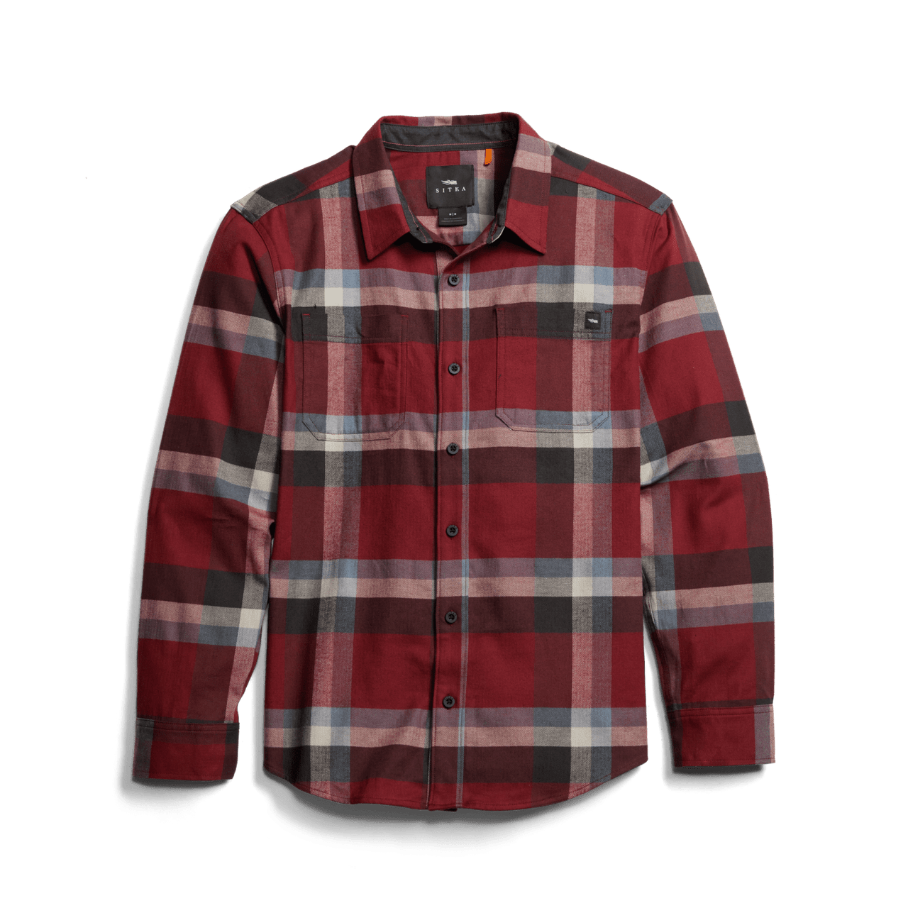 Sitka Ashland Dark Red Plaid Lightweight Flannel Shirt