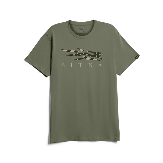 Sitka Icon Flag Tee in Olive Green