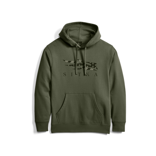 Sitka Icon Flag Pullover Hoodie in Olive Green