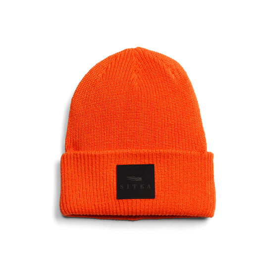 Sitka Double Cuff Acrylic Knit Beanie in Ultra Orange