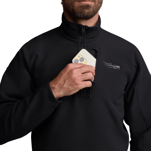 Sitka Alpha Fleece 1/4 Zip Pullover in Sitka Black