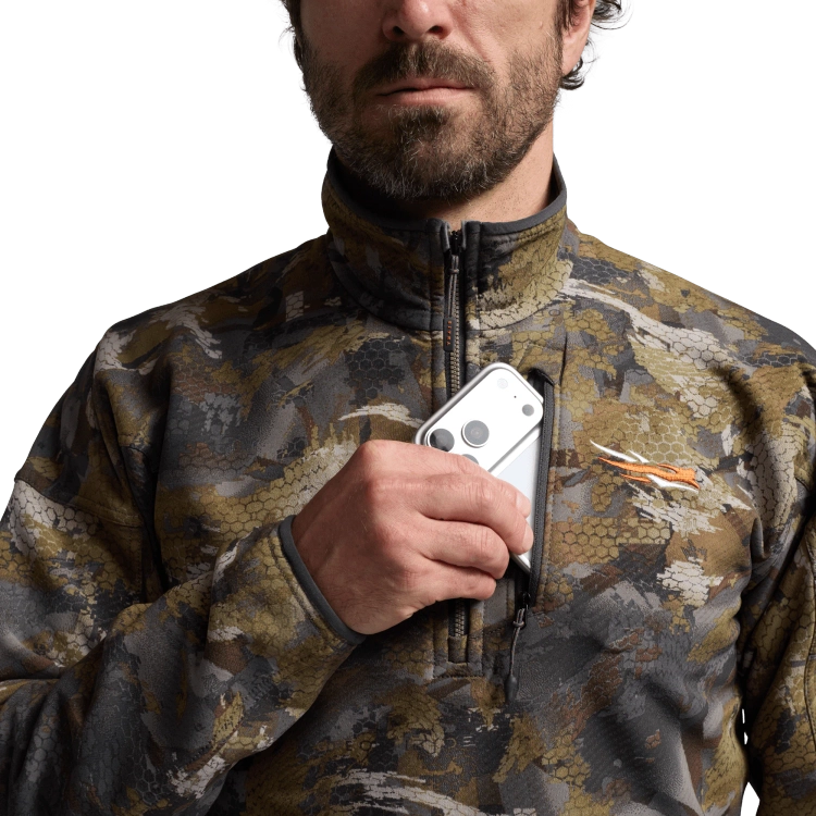Sitka Alpha Fleece 1/4 Zip Pullover in Optifade Timber