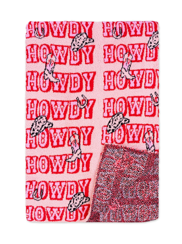 Pink "Howdy" Throw Blanket