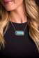 West & Co. 18" Turquoise Bar Necklace with Stamped Border