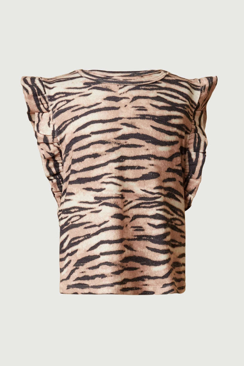 Smithsonian Tiger Print Ruffled Knit Tank