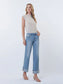 Lovervet Mid-Rise Medium Light Cuffed Slim Wide Leg Jeans