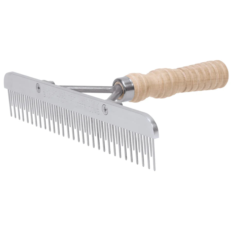 Weaver Stainless Steel Blunt Tooth Fluffer Comb with Wood Handle