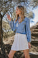 Blue B Ruffle Yoke Sleeve Tie Front Denim Jacket