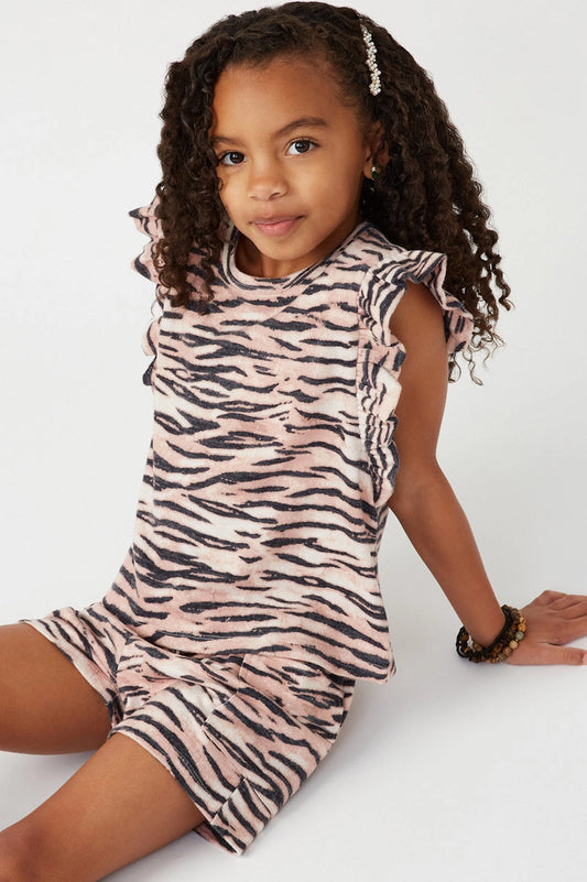 Smithsonian Tiger Print Ruffled Knit Tank
