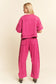 Davi & Dani Mineral Washed Top & Barrel Pants Set in Magenta