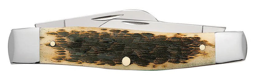 Case Peach Seed Jig Amber Bone Carbon Steel Large Stockman