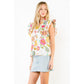 Ruffle Sleeve Floral Pattern Top