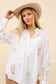 Off White Western Embroidered Linen Blouse