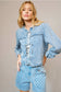 Blue B Ruffle Yoke Sleeve Tie Front Denim Jacket