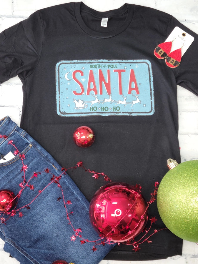 Santa License Plate Tee