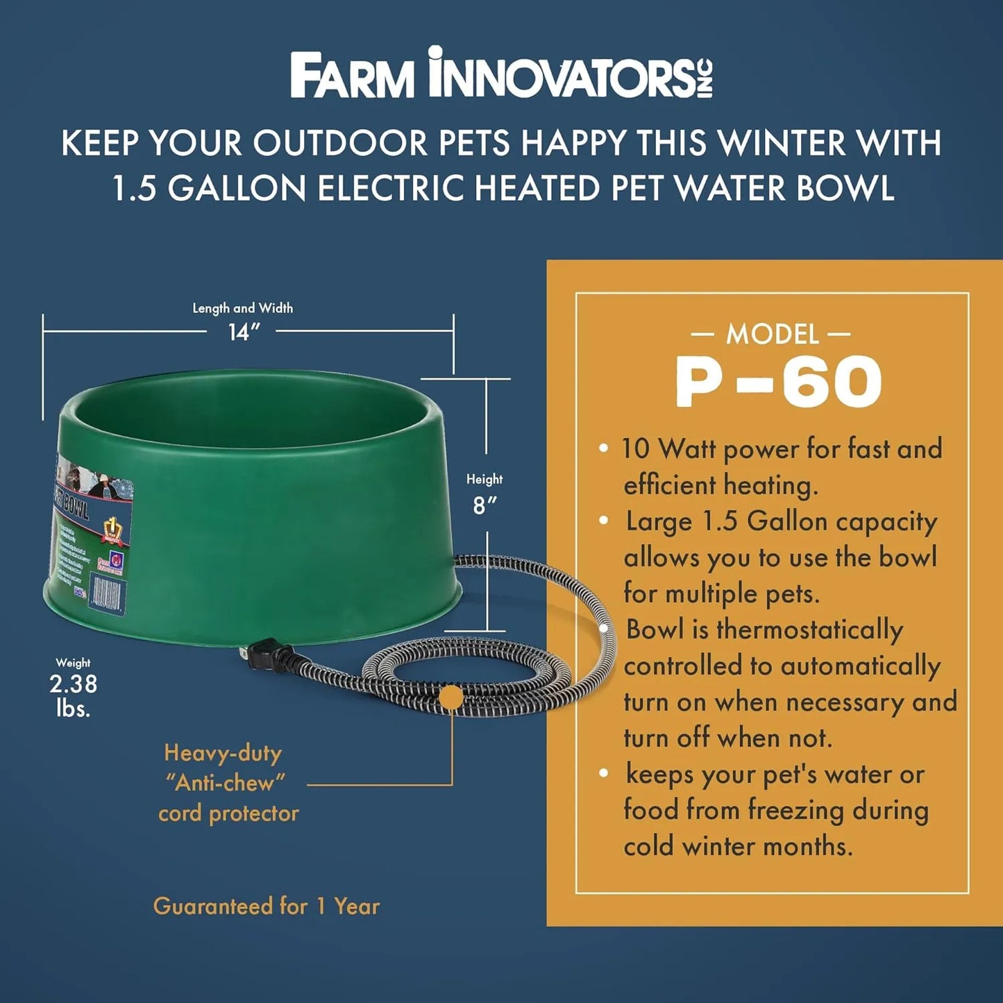Farm Innovators Inc. Plastic Heated Pet Bowl