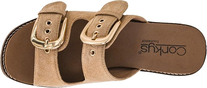 Corkys Double Dare Wedge in Sand Faux Suede