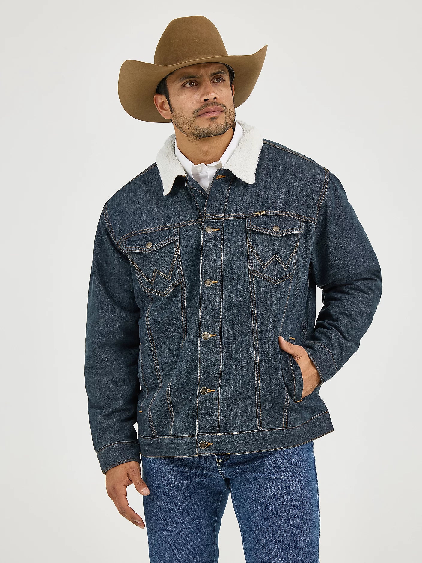 Wrangler Western Sherpa Lined Denim Trucker Jacket