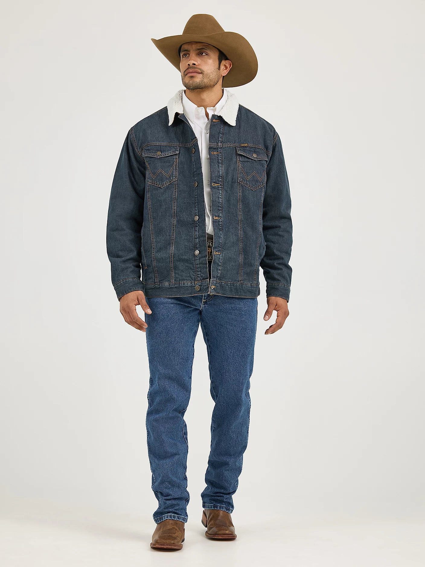 Wrangler Western Sherpa Lined Denim Trucker Jacket