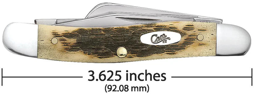 Case Peach Seed Jig Amber Bone Carbon Steel Medium Stockman with Spey Blade