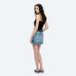 Bayeas A-Line Denim Mini Skirt with Frayed Hem