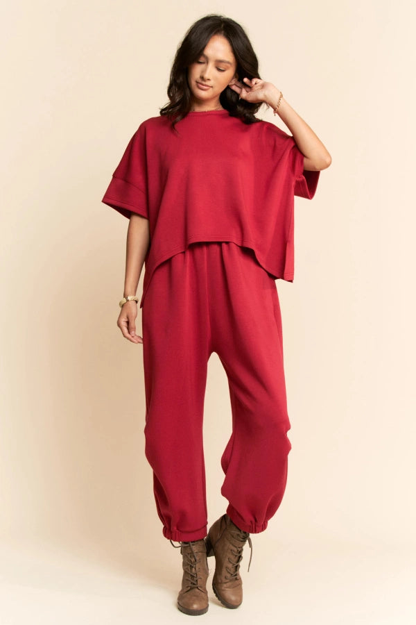 Davi & Dani Red Flowy Top & Pants Set