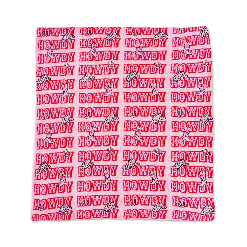 Pink "Howdy" Throw Blanket
