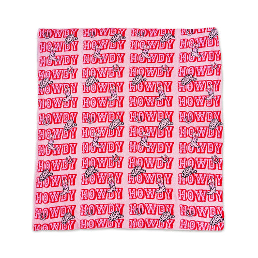 Pink "Howdy" Throw Blanket