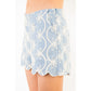 Embroidered Floral Scallop Hem Shorts