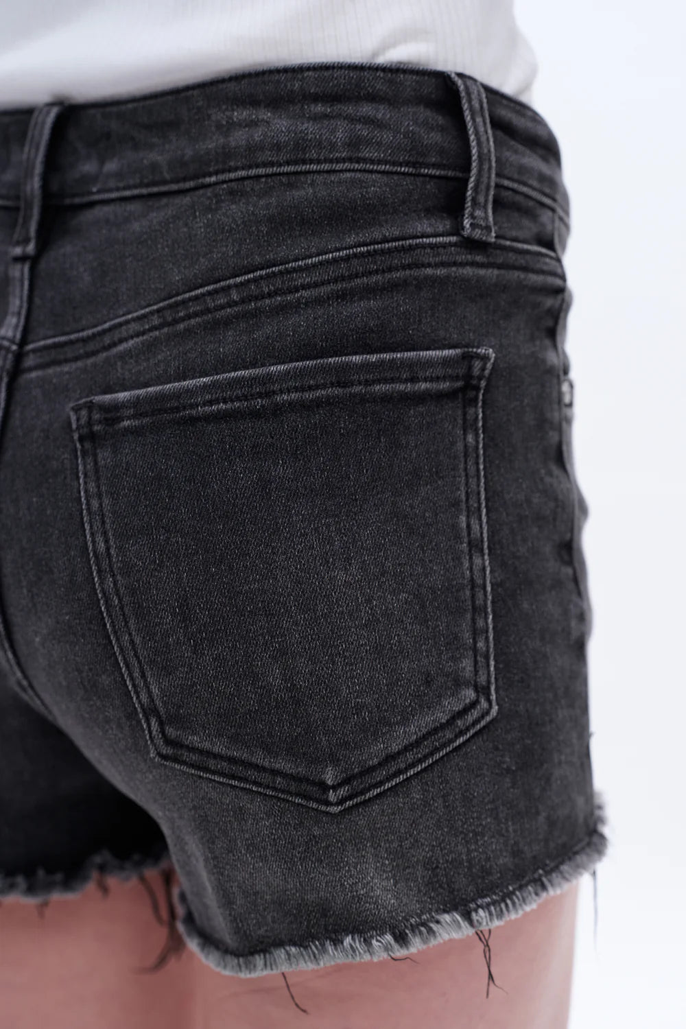 Bayeas Nova Raw Hem Denim Shorts in Black Ice