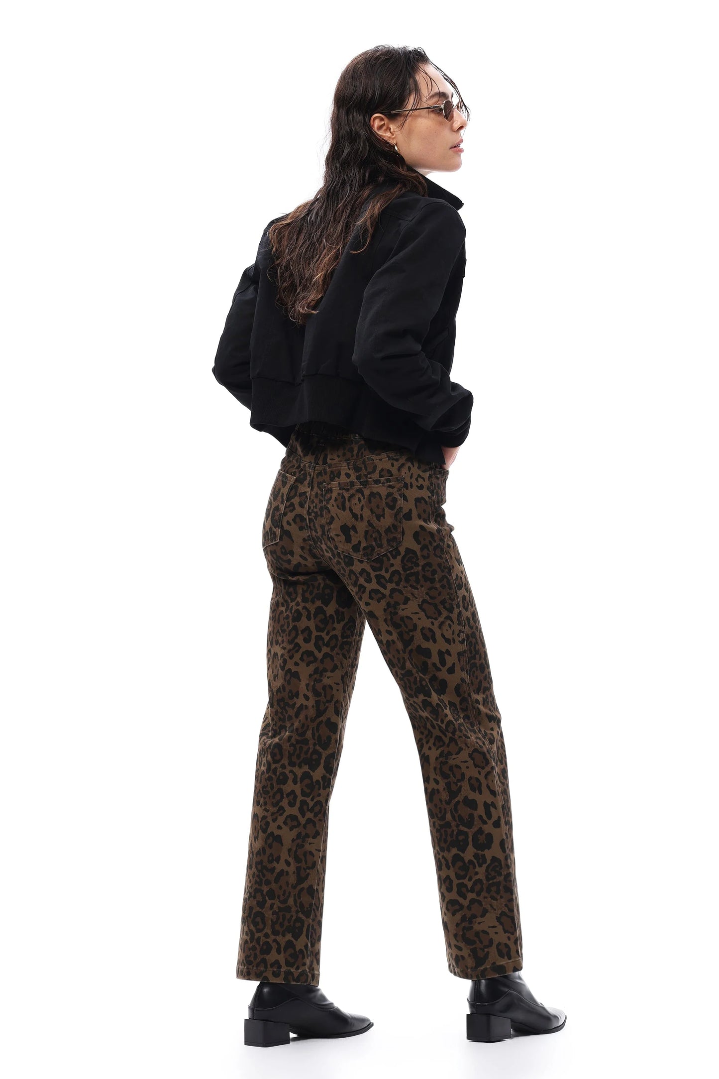 Bayeas High Rise Leopard Print Straight Leg Pants in Coffee