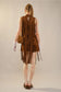 Mock Neck Suede Fringe Mini Dress